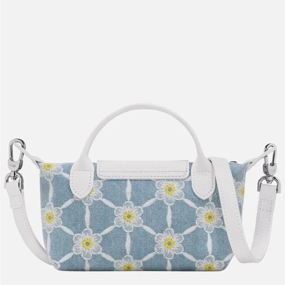 LONGCHAMP Le Pliage Marguerites Daisy Denim Mini Crossbody NWOT Limited E… - Picture 8 of 11